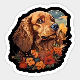 English Cocker Spaniel  Dog Vintage Floral Sticker